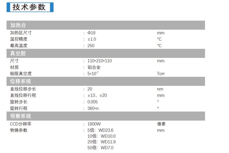 二维材料转移系统技术参数